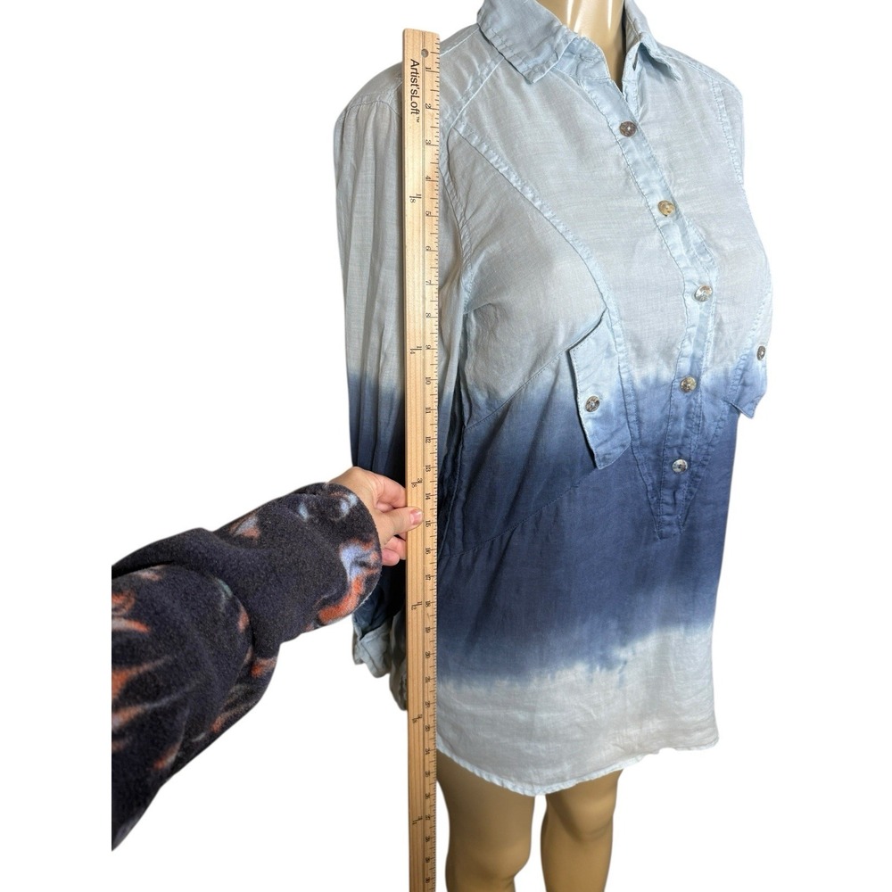 Beulah Style Ombre Tunic Top Womens Small Blue White Dip Dye Boho Casual - Picture 11 of 16